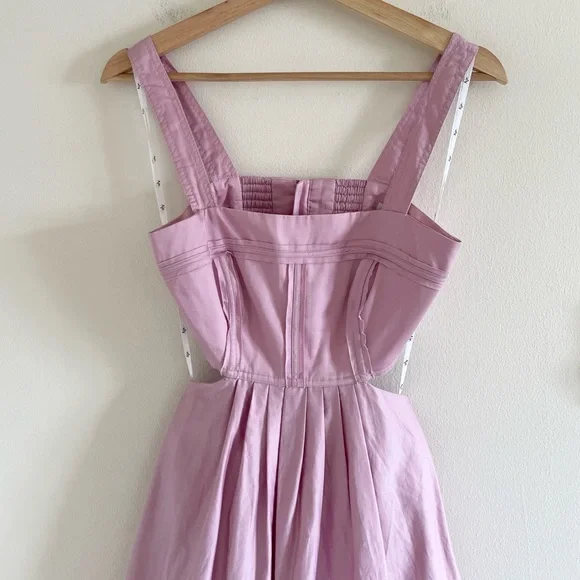 Aje Frequency Midi Dress Women’s Size 0 Cutout Cotton Pink - Picture 4 of 12